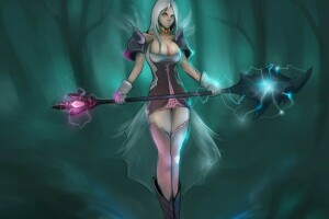 art, girl, magic, staff