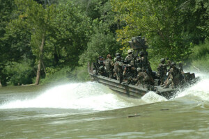 attrezzatura, barca da combattimento, natura, fiume, SBT-22, soldati, onda