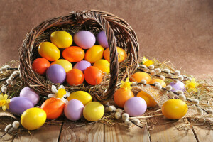 Easter, eggs, happy, holiday, spring, Verba, wood