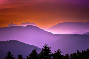 mountains, nature, night