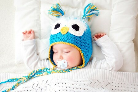 bambino, bambini, cappello, dormire, addormentato