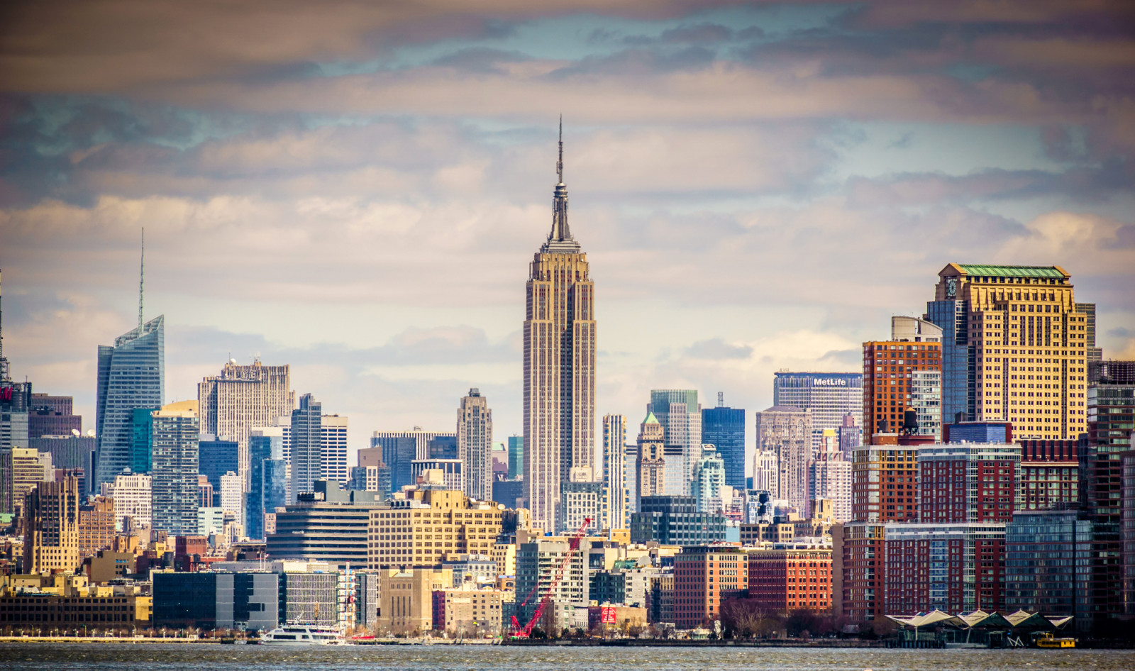 himmelen, flod, moln, Hem, USA, New York, torn, Empire State Building