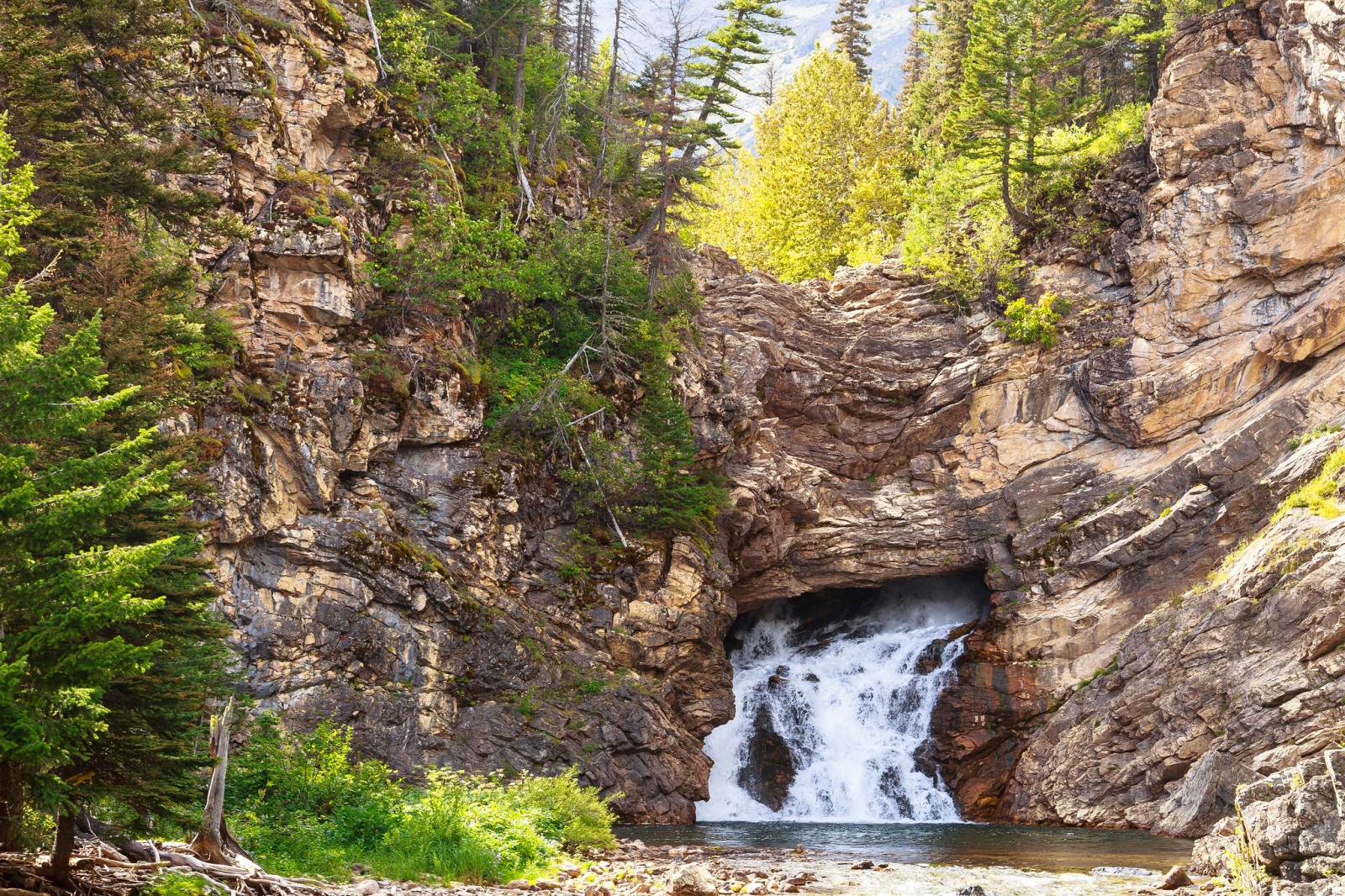 herfst, Woud, de lucht, rivier-, bomen, waterval, rotsen, stroom