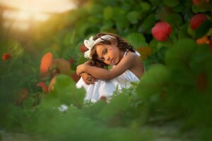 fille, ambiance, la nature, portrait