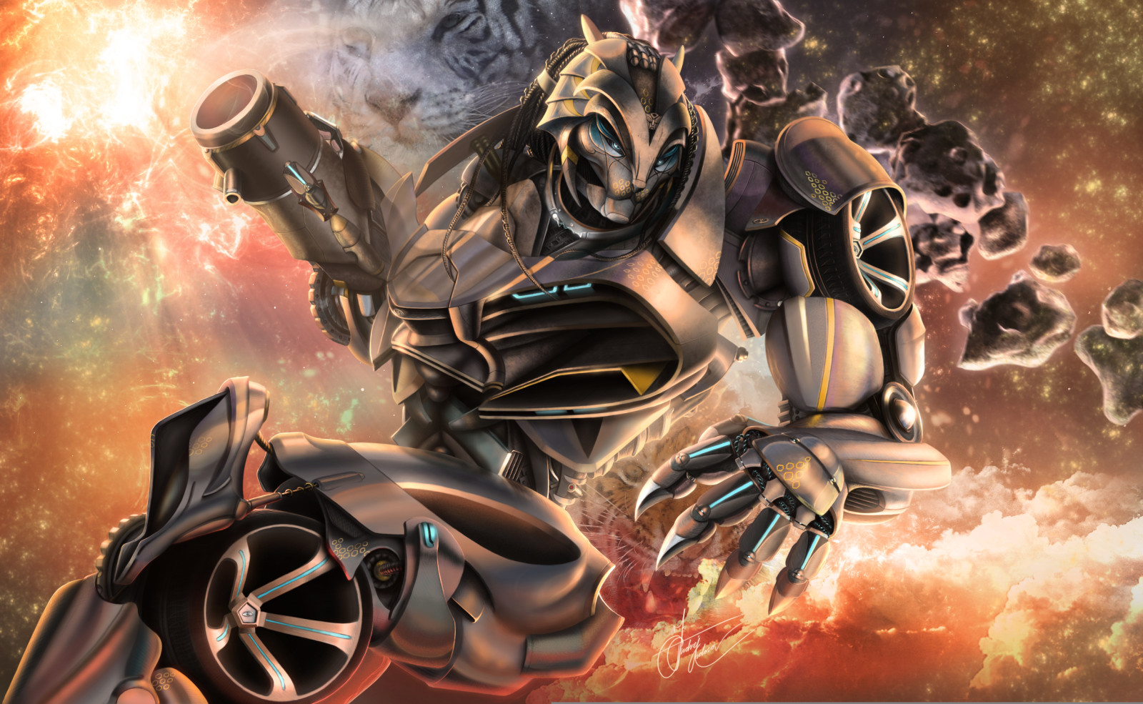 art, robot, Fiction, tiger, wheel, Transformer