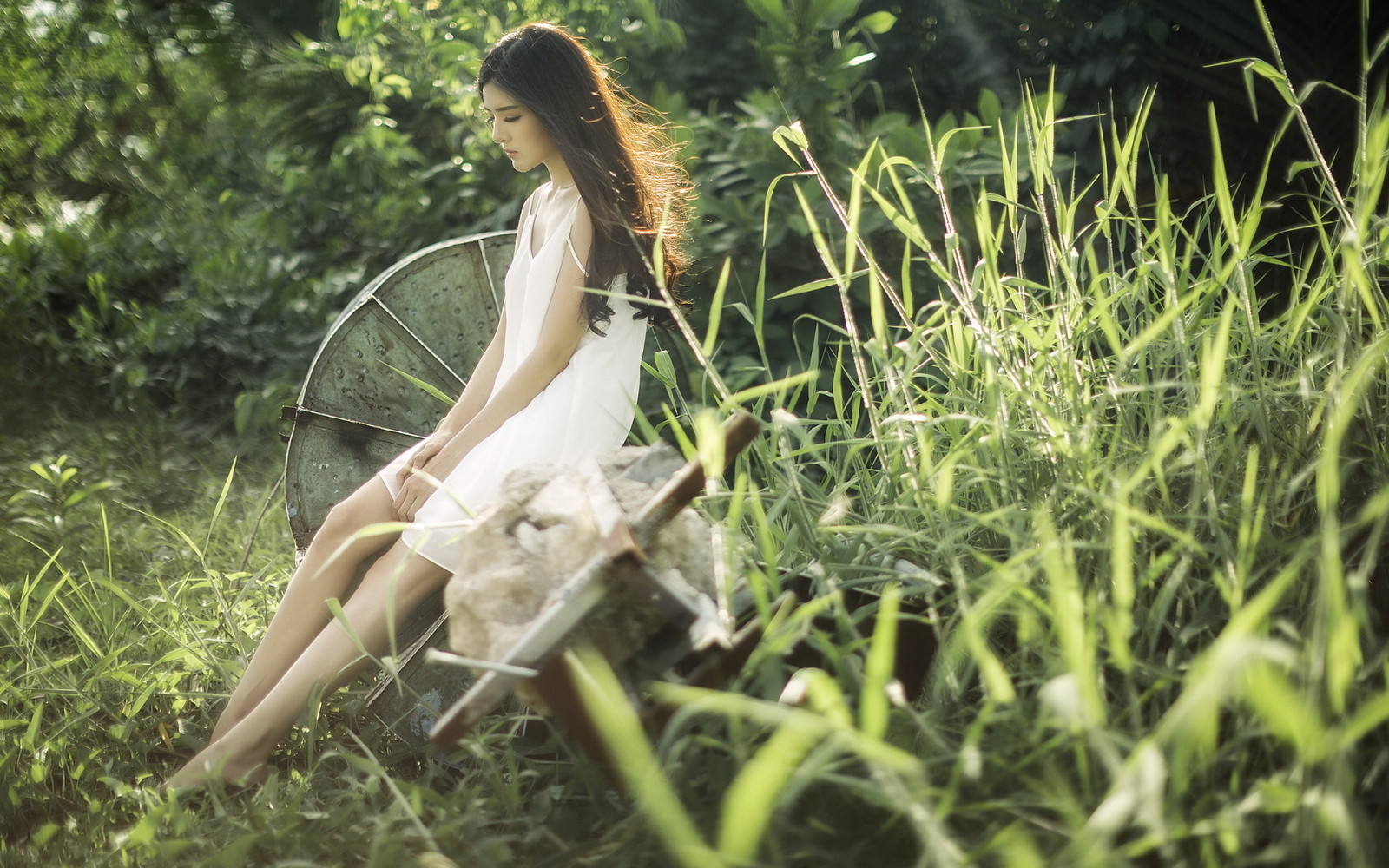 ambiance, été, fille, asiatique