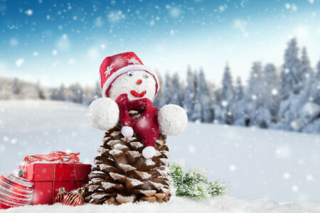 Christmas, decoraton, Merry, New Year, snow, snowman, winter