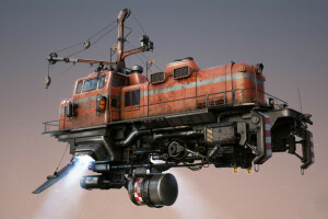 art, Fiction, Flies, freight train, Freightliner, Mechanisms, train