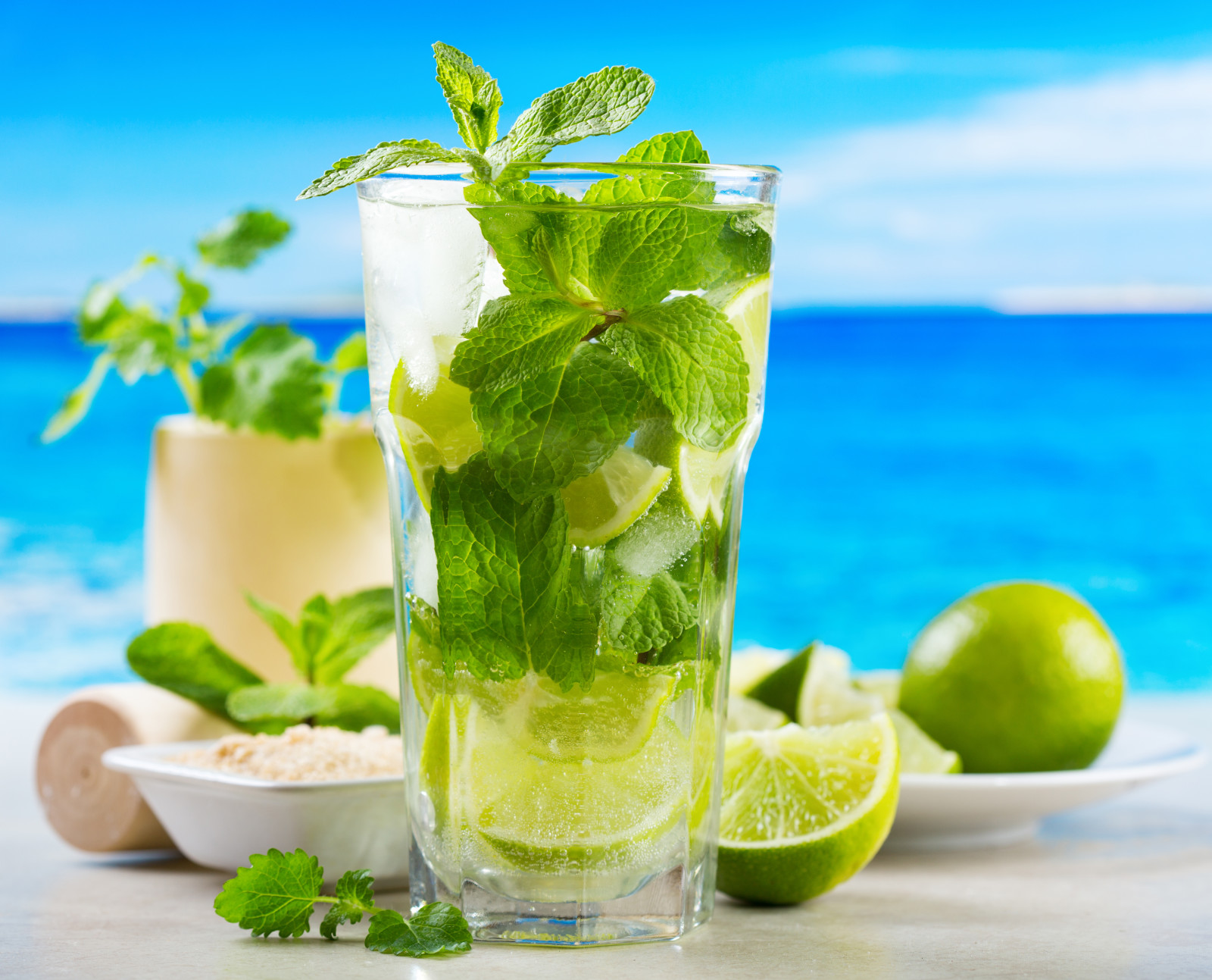 gheaţă, plajă, mare, cocktail, mentă, zahăr, Mojito, lămâie verde