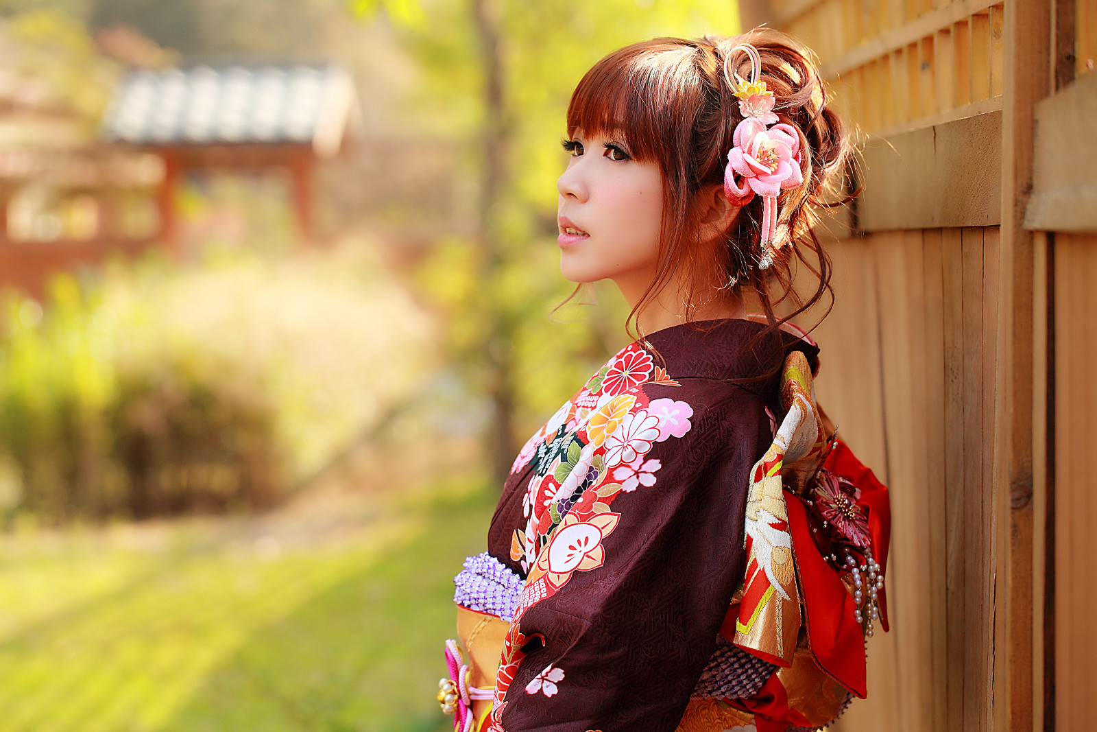 Regardez, visage, fille, style, asiatique, Vêtements, kimono