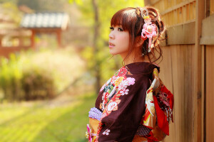 asian, clothing, face, girl, kimono, look, style