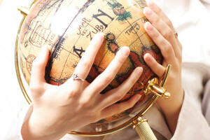 globe, hands, old