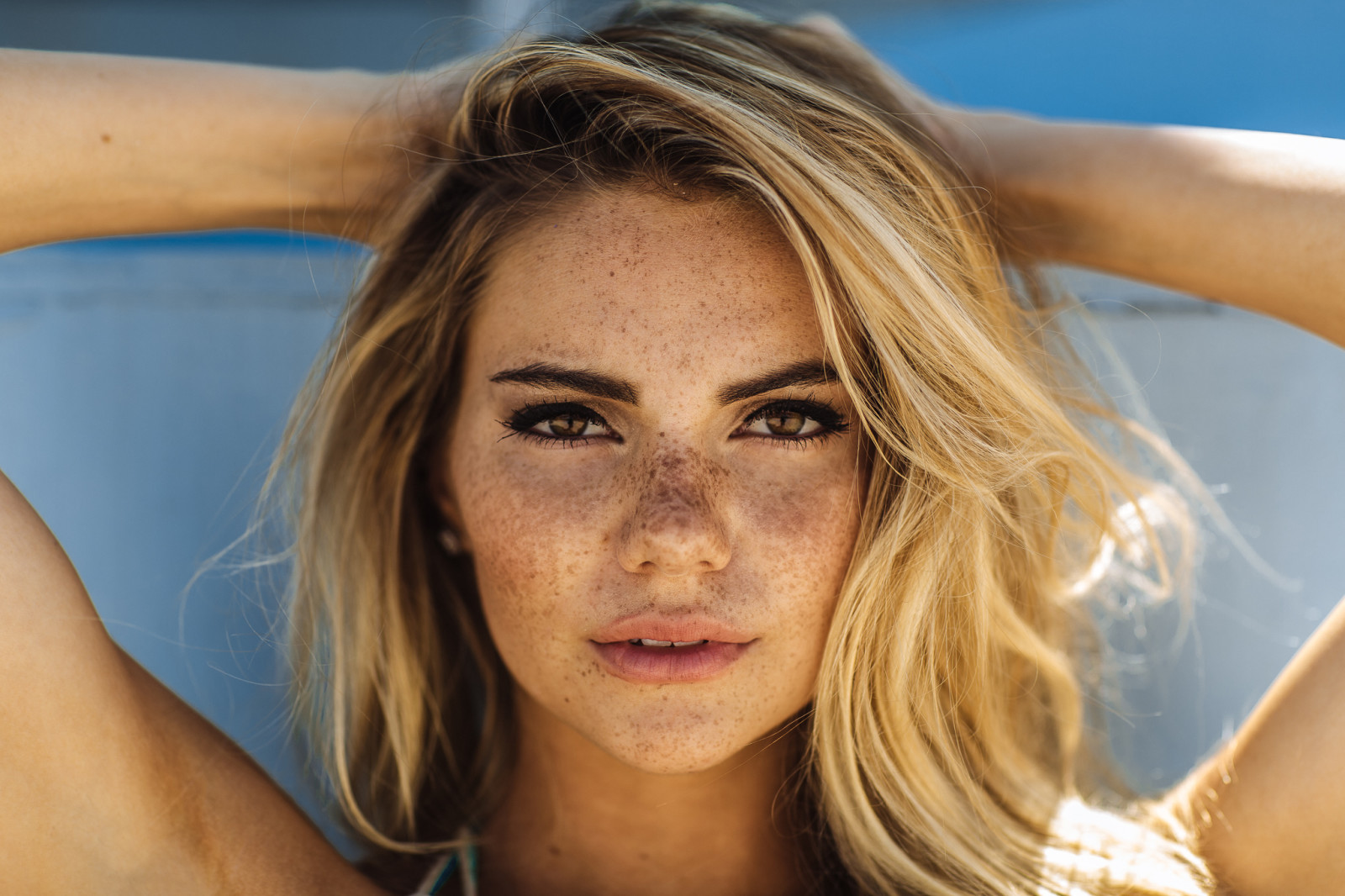 Regardez, Contexte, visage, fille, blond, magnifique, yeux, cheveux