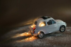 Fiat 500, fuoco, Macchina, macro, modello, giocattolo