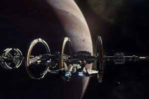 amarrage, Planète, vaisseau spatial, étoiles, Starship, station