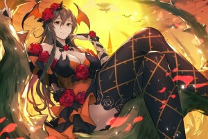 Anime, Kunst, Mädchen, Granblue Fantasie, Rosetta, Sonnenuntergang