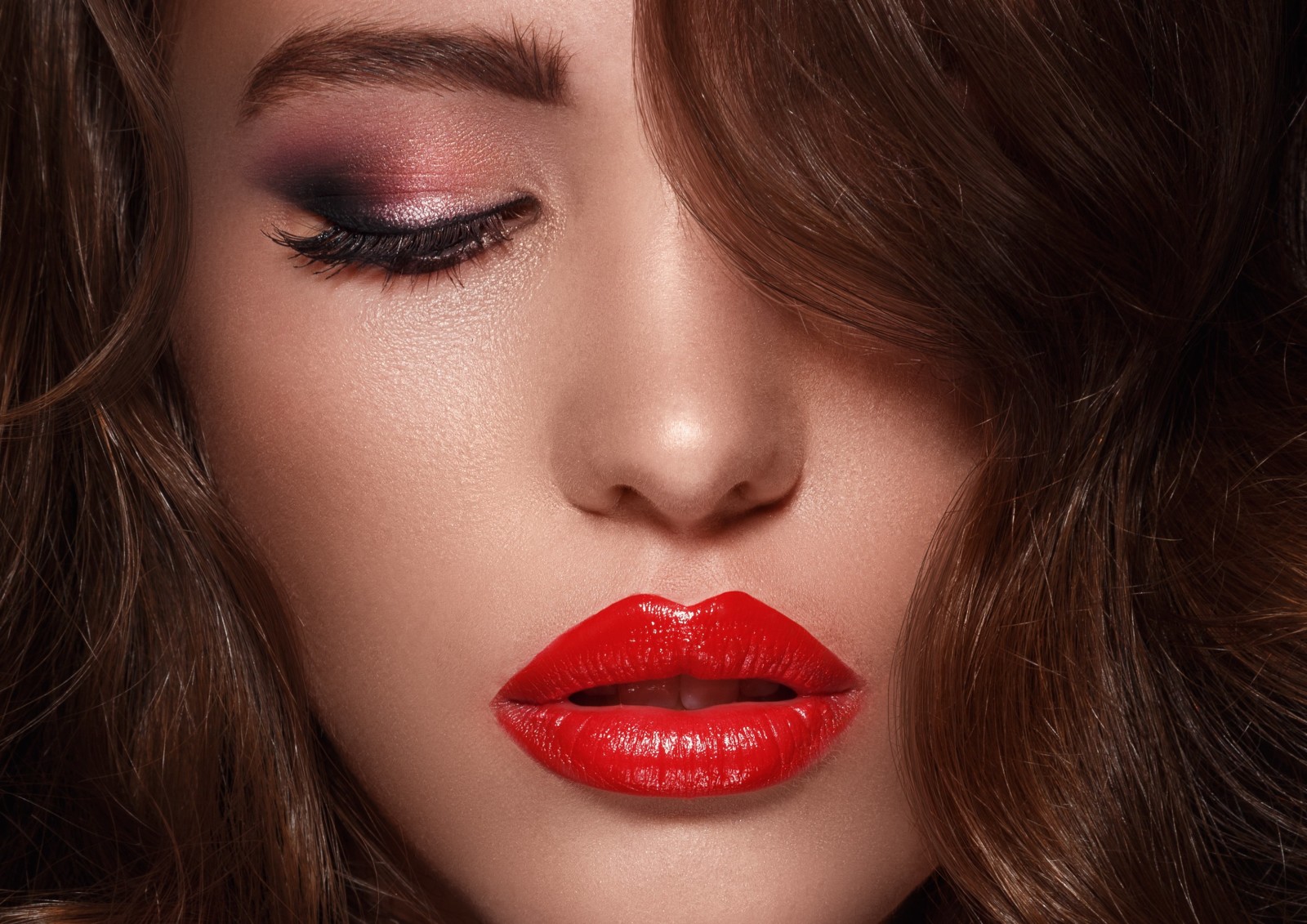 face, model, makeup, hair, shadows, lipstick, eyelashes