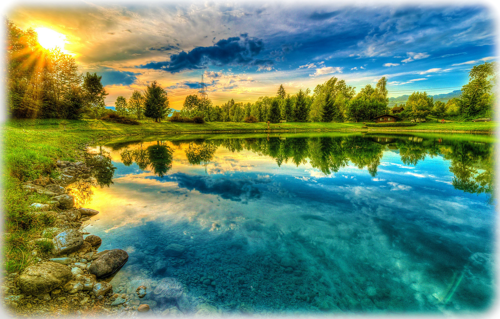 natura, il cielo, lago, paesaggio, foto, HDR, raggi di luce