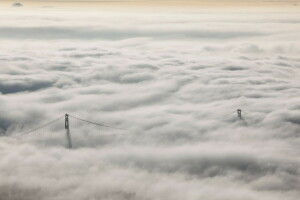 niebla, paisaje, Puente de la puerta de los leones, naturaleza