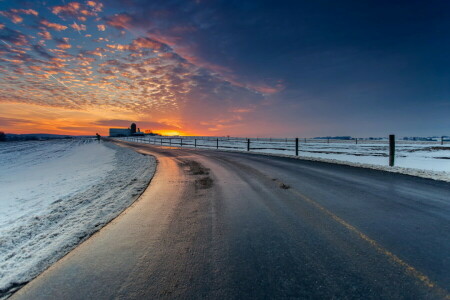 paisaje, la carretera, el cielo