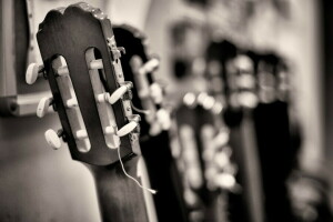 chitarra, macro, Musica