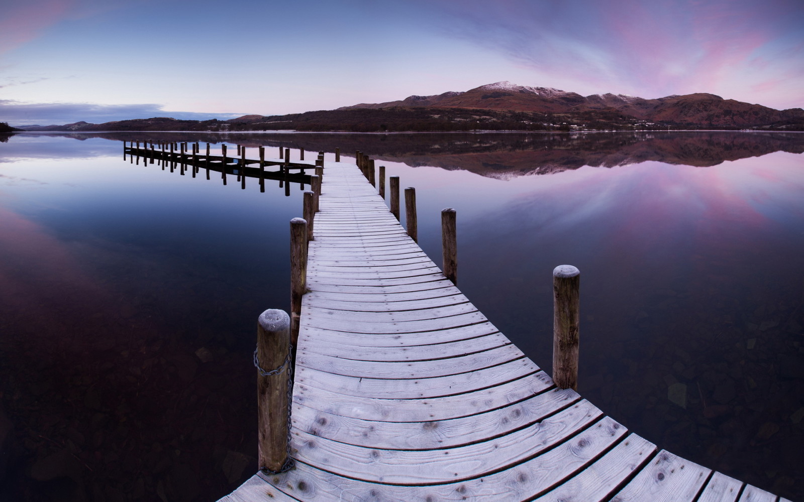 lago, paisaje, Puente