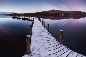 Puente, lago, paisaje