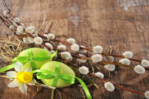 Pascua de Resurrección, huevos, contento, fiesta, primavera, Verba, madera