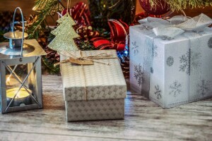 Board, bows, box, boxes, candle, Christmas, composition, decoration