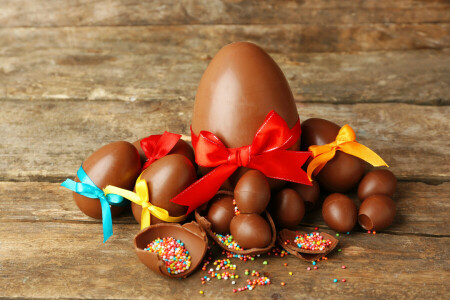 chocolate, decoration, Easter, eggs, happy