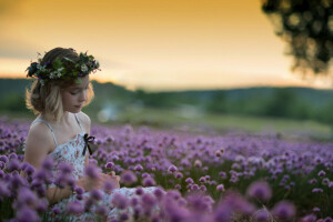 fille, ambiance, la nature