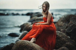 Alena, strand, mooi, SCHOONHEID, blauw, wolken, verkoudheid, schattig