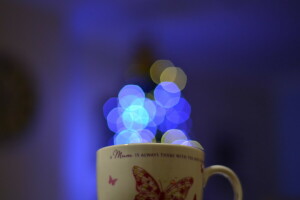 tło, bokeh, światła, kubek