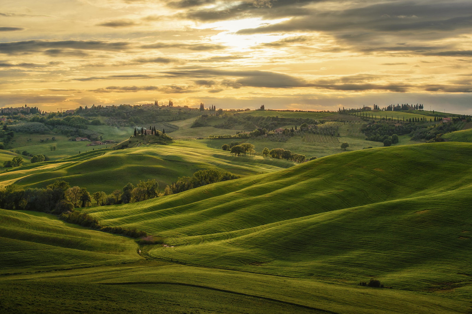 campo, Itália, colinas, Toscana, Estado, Val dOrcia