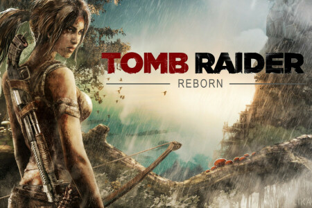 arco, menina, chuva, espingarda, Tomb Raider, armas