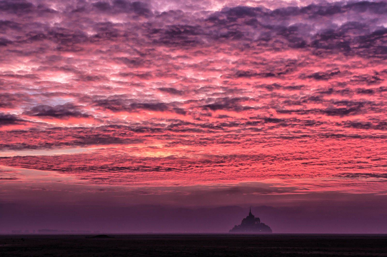 il cielo, mare, isola, Francia, nuvole, castello, Normandia, Mont-Saint-Michel