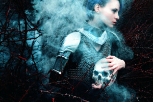 armor, Fox Chalker, girl, Kindra Nikole, skull