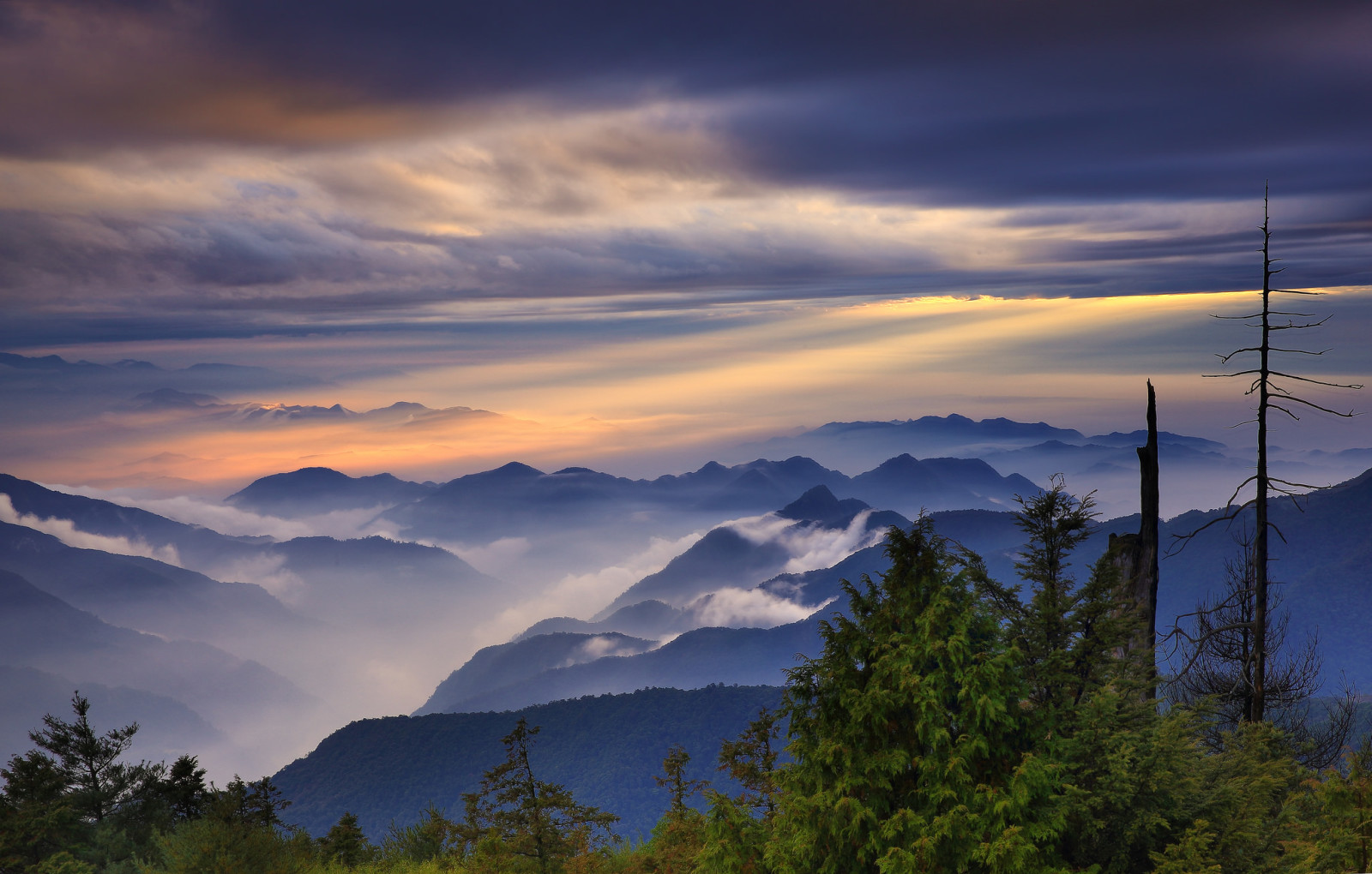 o céu, panorama, montanhas