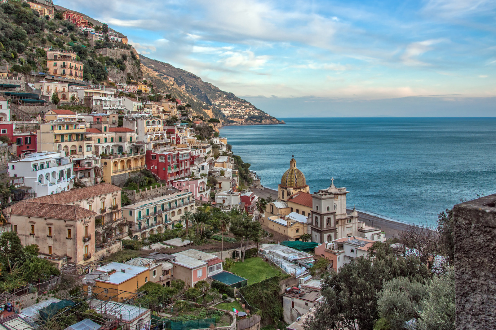 landschap, Baai, zee, Italië, gebouw, kust, campagne, Positano