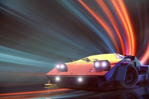 por Federico Zimbaldi, Countach, Countach Retro Game Racer, Federico Zimbaldi, Futuresynth, Lamborghini, néon, New Retro Wave