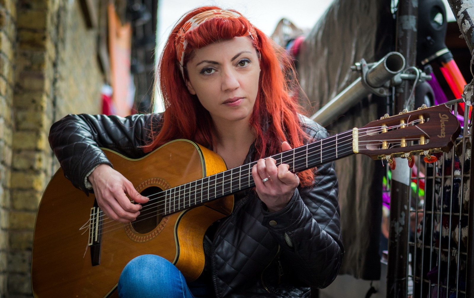 Música, guitarra, Mulher