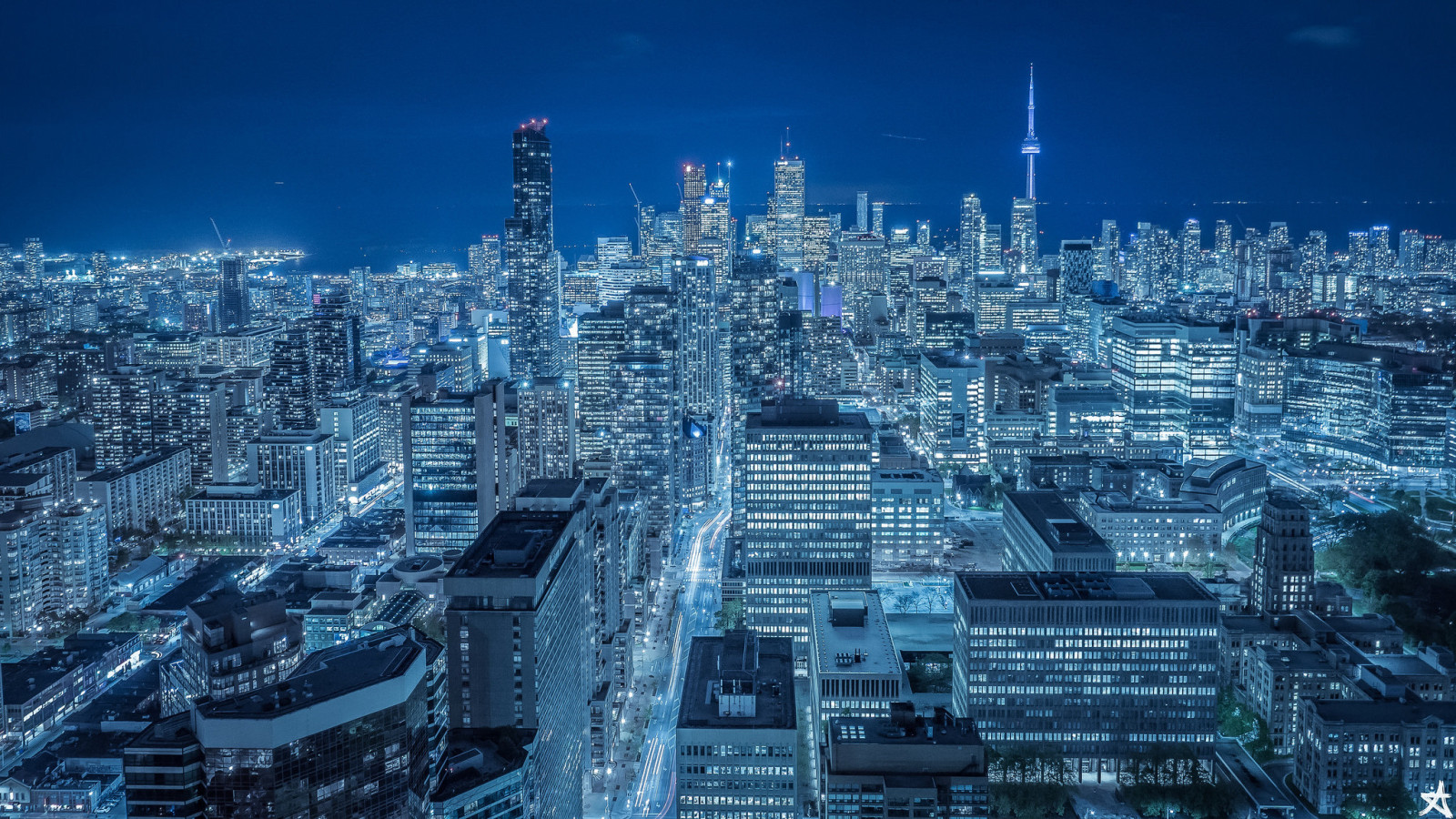 gece Şehri, gökdelenler, Kanada, panorama, bina, Toronto