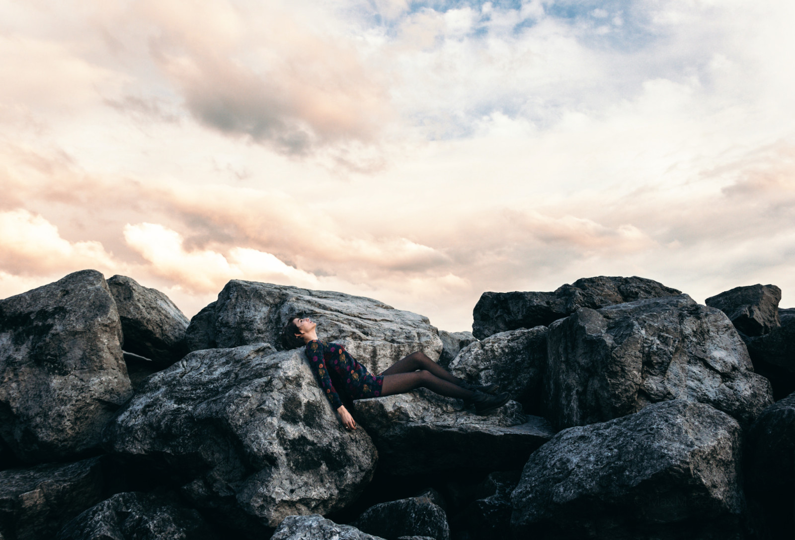 girl, stones, legs