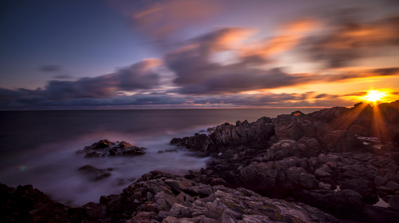 spiaggia, L'oceano, alba, rocce