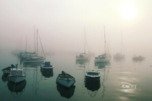 Dafin, barci, calm, ceaţă, Port, ușoară, mare