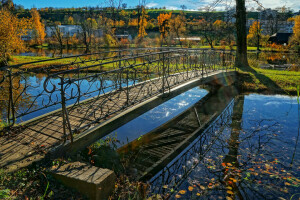 otoño, Parque, corriente, Suiza, el puente