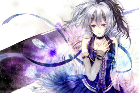 anime, konst, blommor, flicka, Hitoha, V blomma, Vocaloid