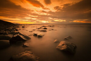 paysage, nuit, mer