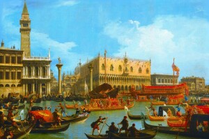 båter, Canaletto, Giovanni Antonio Canal, gondol, bilde, Det urbane landskapet, Venezia