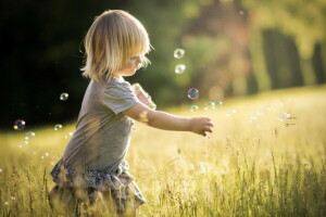 bubbles, girl, summer